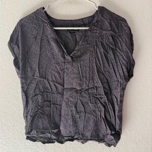 Natural Black Dotted Rayon Blouse – Size S